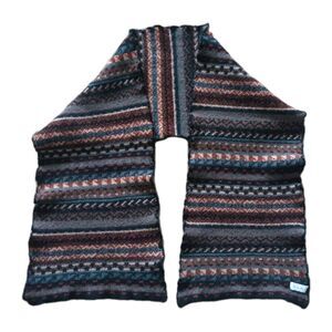 Benetton 12X60 Mens Scarf Muffler Wool Mohair Made In Italy Aztec Southwest Vntg